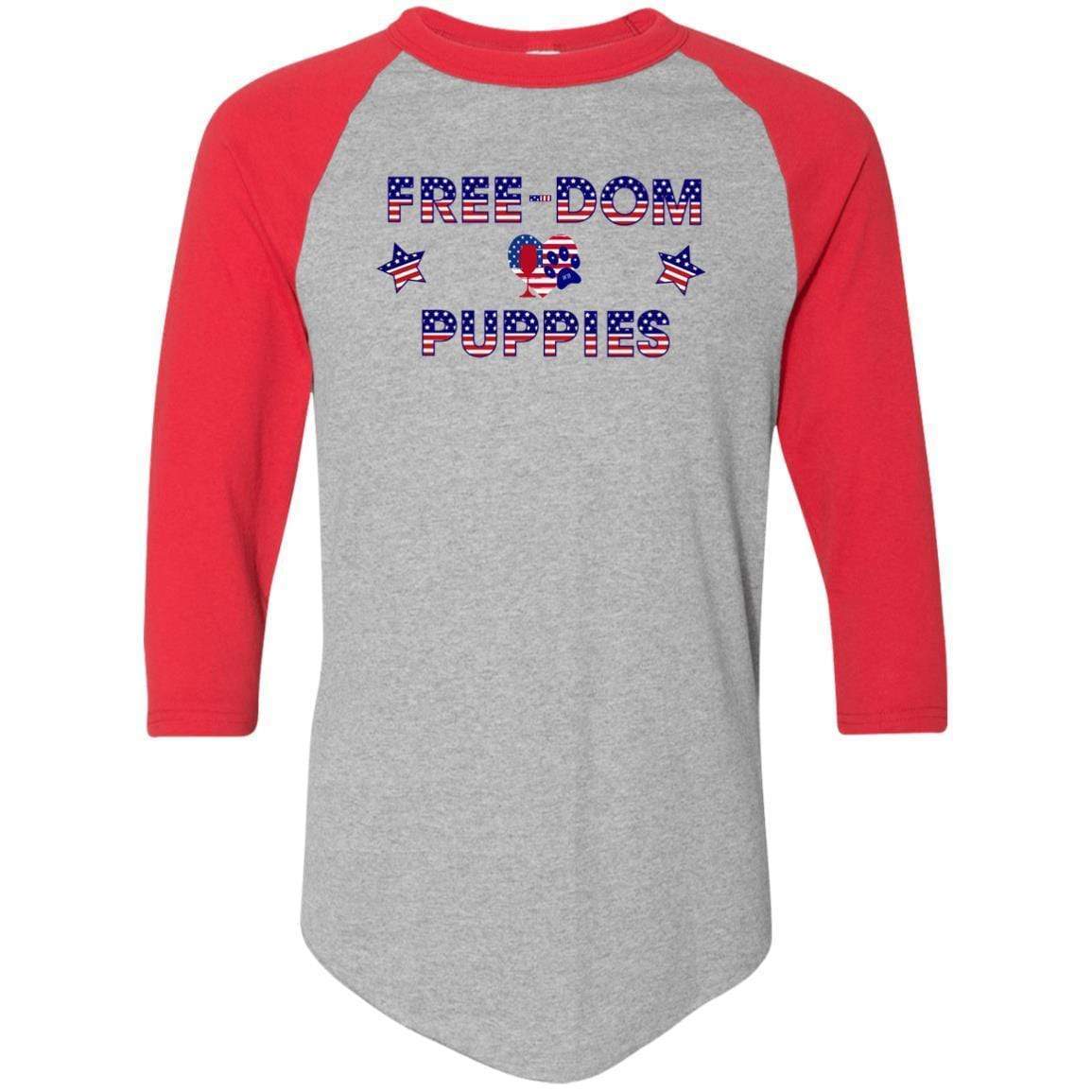 T-Shirts Athletic Heather/Red / S WineyBitches.Co Free-Dom Puppies Colorblock Raglan Jersey WineyBitchesCo