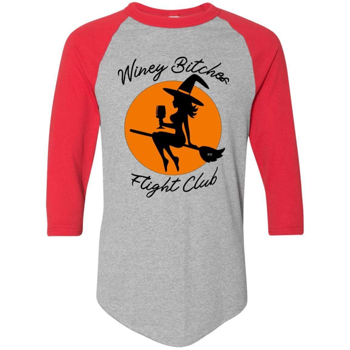 T-Shirts Athletic Heather/Red / S WineyBitches.Co "Winey Bitches Flight Club" Colorblock Raglan Jersey WineyBitchesCo