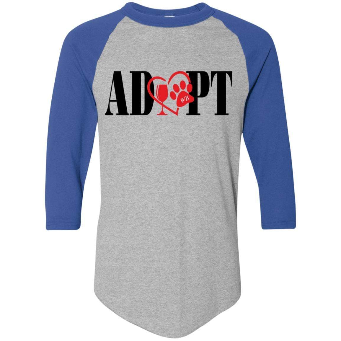 T-Shirts Athletic Heather/Royal / S Winey Bitches Co "Adopt" Augusta Colorblock Raglan Jersey WineyBitchesCo