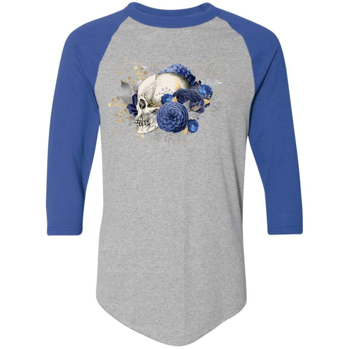 T-Shirts Athletic Heather/Royal / S Winey Bitches Co Skull Design #5 Colorblock Raglan Jersey WineyBitchesCo
