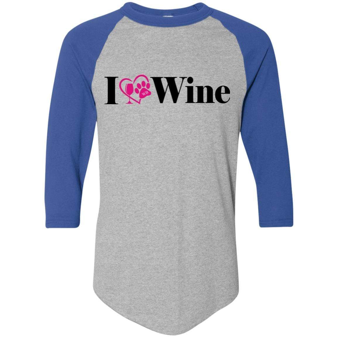 T-Shirts Athletic Heather/Royal / S WineyBitches.Co "I Love Wine" Augusta Colorblock Raglan Jersey WineyBitchesCo