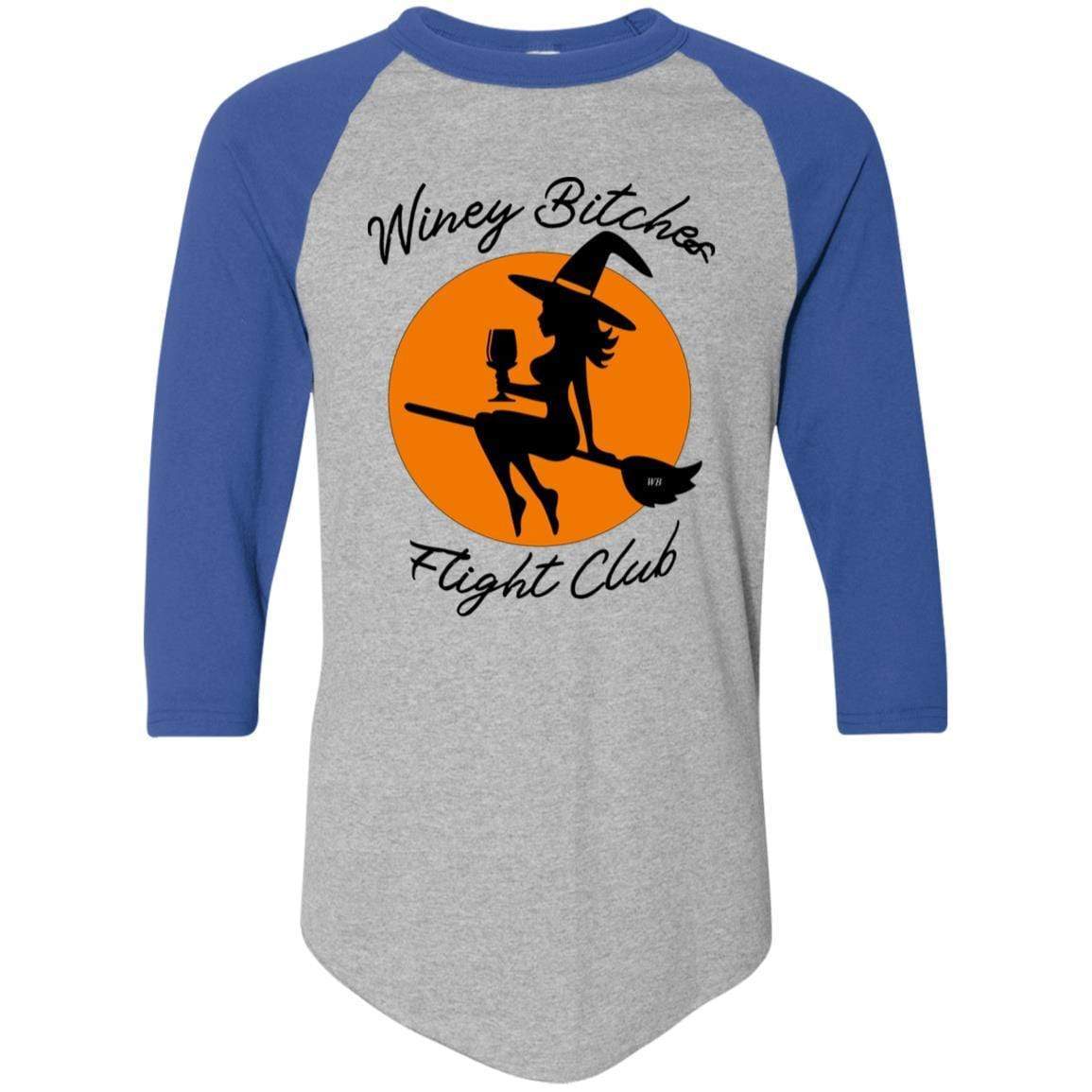 T-Shirts Athletic Heather/Royal / S WineyBitches.Co "Winey Bitches Flight Club" Colorblock Raglan Jersey WineyBitchesCo