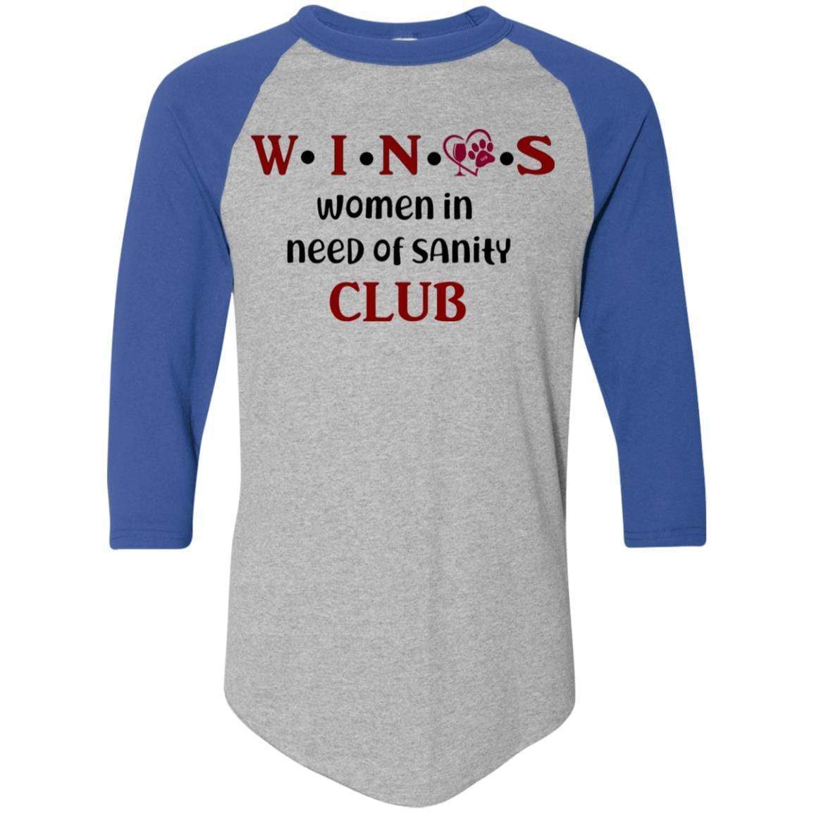 T-Shirts Athletic Heather/Royal / S WineyBitches.Co WINOS Club Colorblock Raglan Jersey (Burg Lettering) WineyBitchesCo