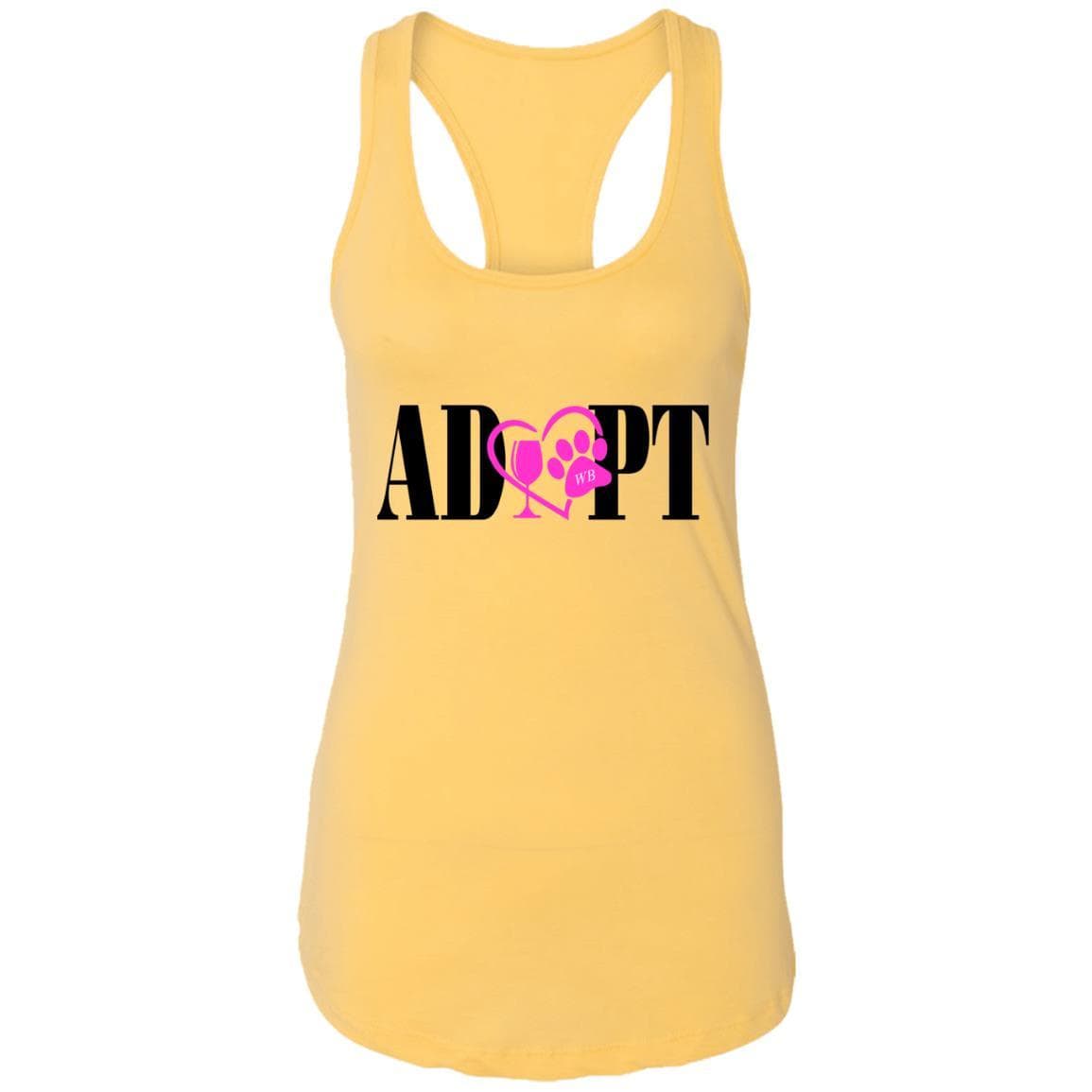 T-Shirts Banana Cream / X-Small WineyBitches.Co “Adopt” Ladies Ideal Racerback Tank- Pink Heart- Blk Lettering WineyBitchesCo