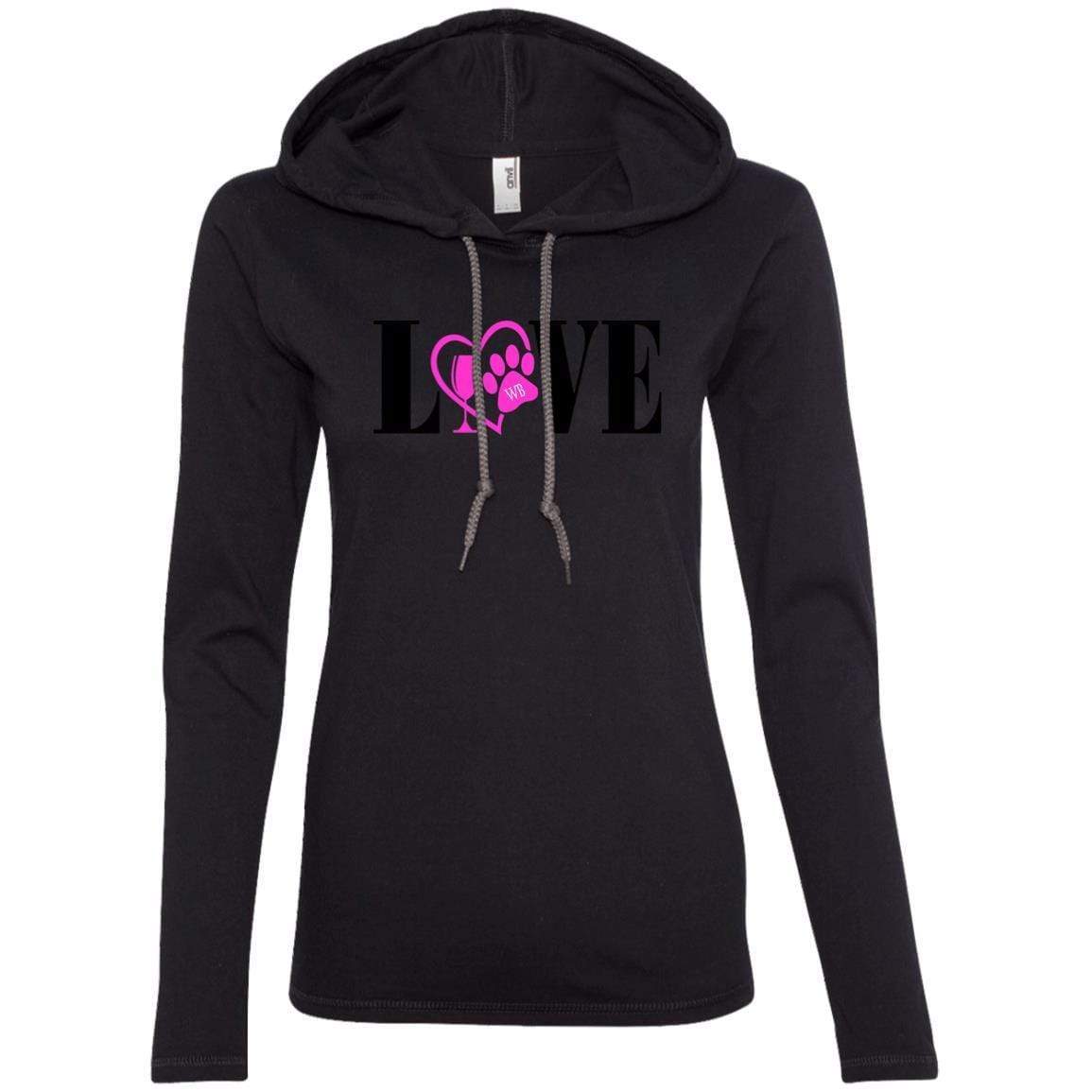 T-Shirts Black/Dark Grey / S WineyBitches.co Ladies' LS T-Shirt Hoodie WineyBitchesCo