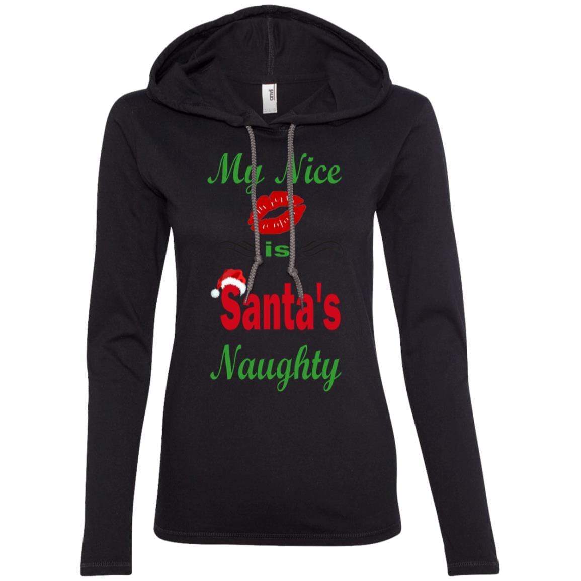 T-Shirts Black/Dark Grey / S WineyBitches.co My Nice Is Santa's Naughty Ladies' LS T-Shirt Hoodie WineyBitchesCo