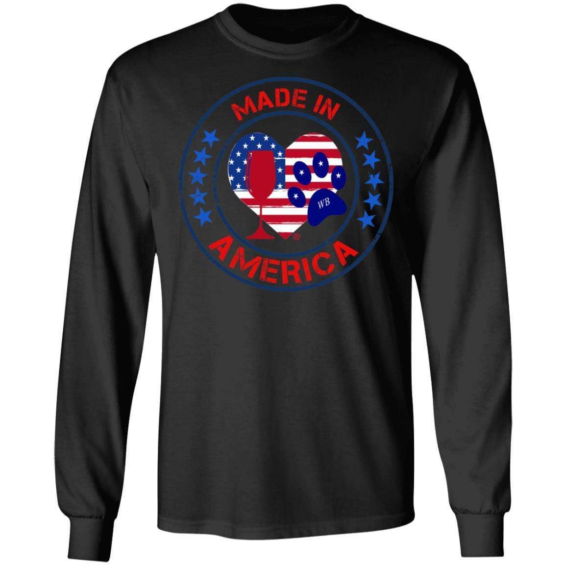 T-Shirts Black / S Winey Bitches Co "Made In America" LS Ultra Cotton T-Shirt WineyBitchesCo