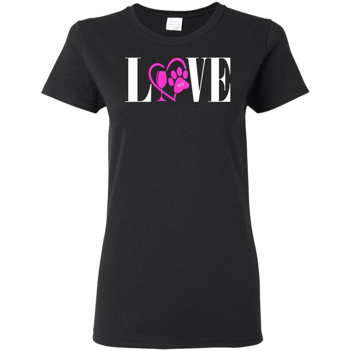 T-Shirts Black / S WineyBitches.co "Love Paw" Collection -Wht Lettering Ladies' 5.3 oz. T-Shirt WineyBitchesCo