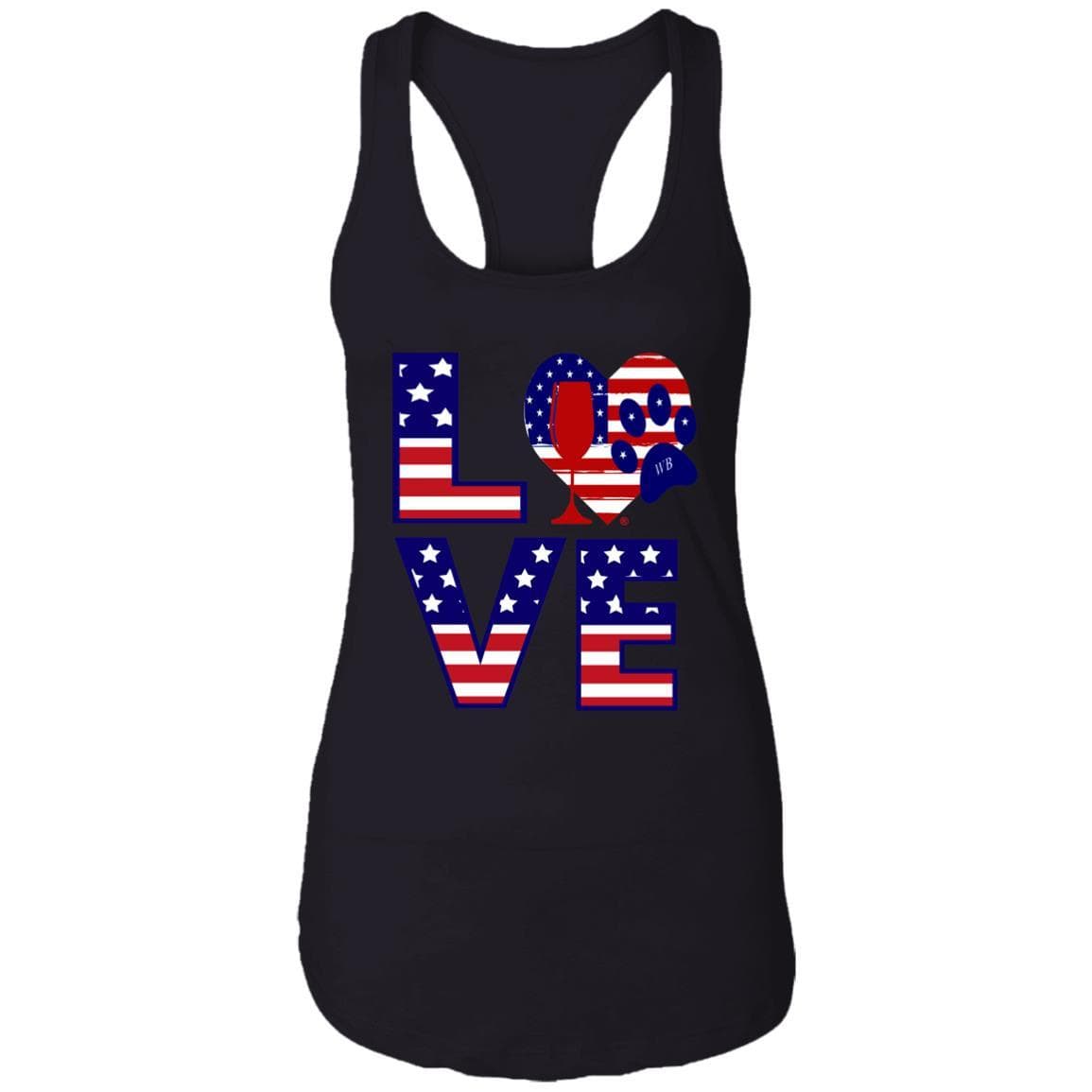 T-Shirts Black / X-Small Winey Bitches Co "American Love Paw" Ladies Ideal Racerback Tank WineyBitchesCo
