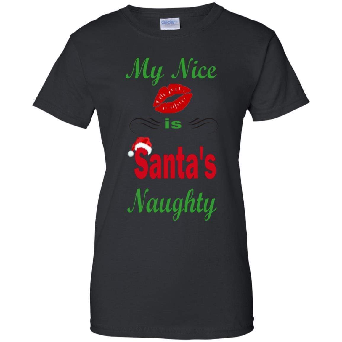 T-Shirts Black / X-Small WineyBitches.co My Nice Is Santa's Naughty Ladies' 100% Cotton T-Shirt WineyBitchesCo
