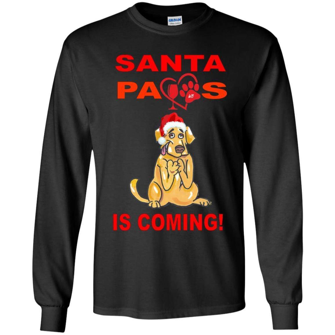T-Shirts Black / YS WineyBitches.co Santa Paws Is Coming Youth LS T-Shirt WineyBitchesCo