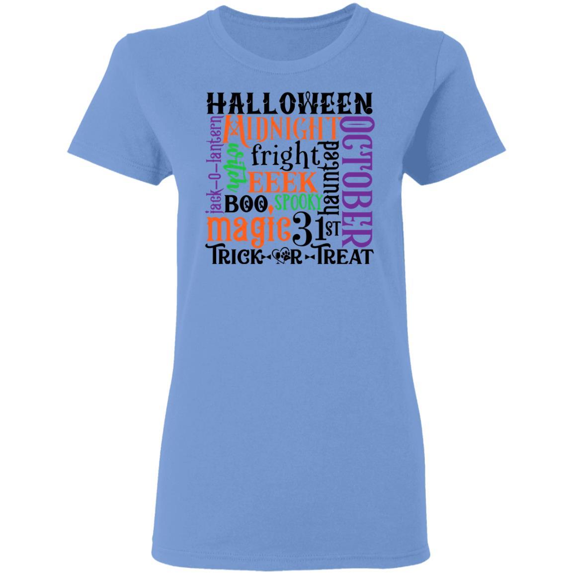 T-Shirts Carolina Blue / S Winey Bitches Co "Halloween Word Jumble" Ladies' 5.3 oz. T-Shirt WineyBitchesCo