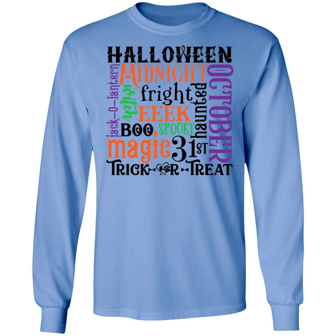 T-Shirts Carolina Blue / S Winey Bitches Co "Halloween Word Jumble" LS Ultra Cotton T-Shirt WineyBitchesCo