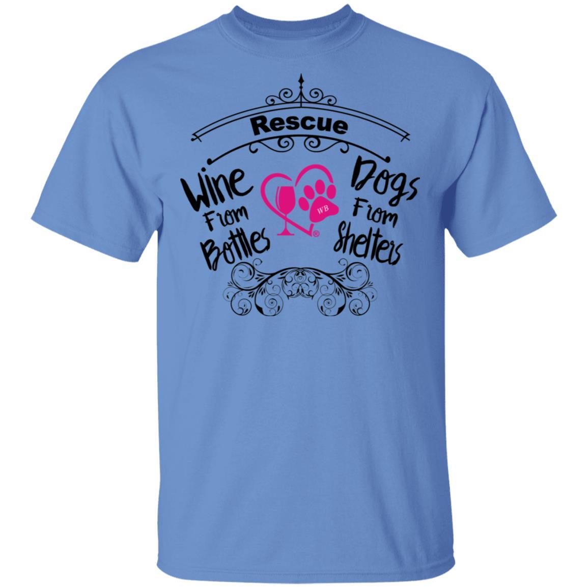 T-Shirts Carolina Blue / S Winey Bitches Co "I Rescue Wine From Bottles & Dog From Shelters" 5.3 oz. T-Shirt WineyBitchesCo