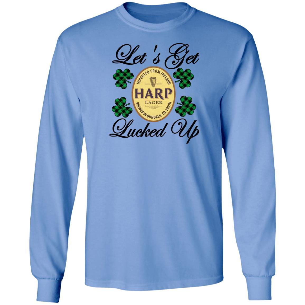 T-Shirts Carolina Blue / S Winey Bitches Co "Let's Get Lucked Up" Harp LS Ultra Cotton T-Shirt WineyBitchesCo