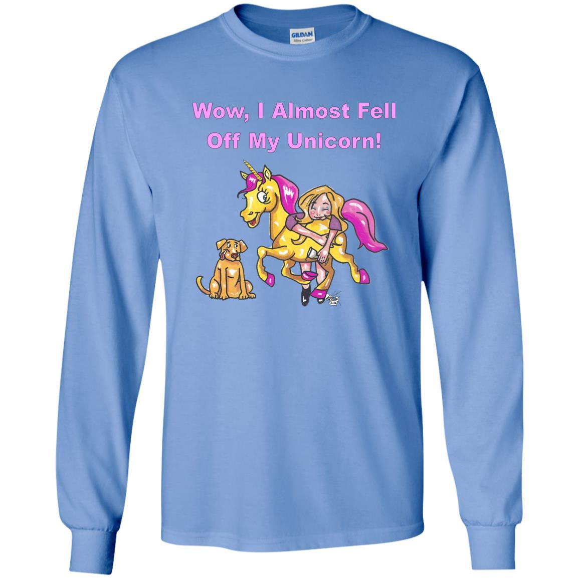 T-Shirts Carolina Blue / S WineyBitches.co "Wow I Almost Fell Off My Unicorn LS Ultra Cotton T-Shirt WineyBitchesCo