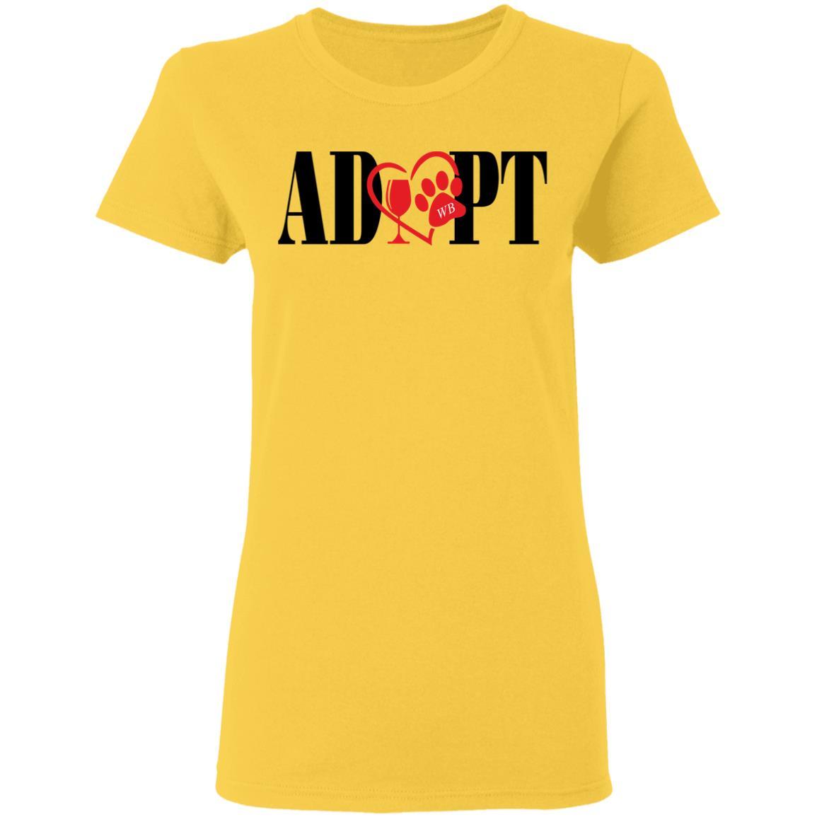 T-Shirts Daisy / S WineyBitches.Co “Adopt” Ladies' 5.3 oz. T-Shirt-Red Heart-Blk Lettering WineyBitchesCo
