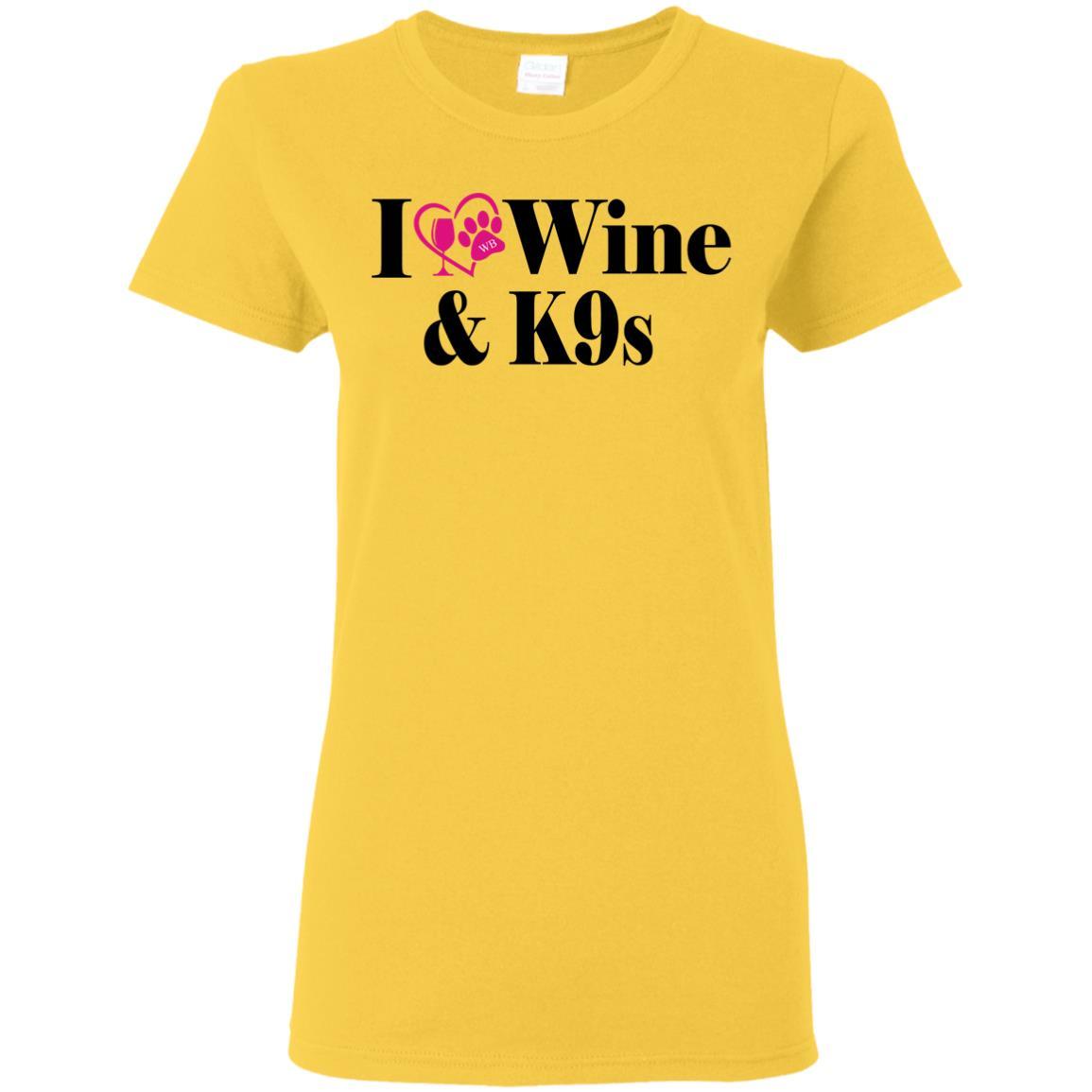 T-Shirts Daisy / S WineyBitches.Co "I Love Wine and K9s" Ladies' 5.3 oz. T-Shirt WineyBitchesCo