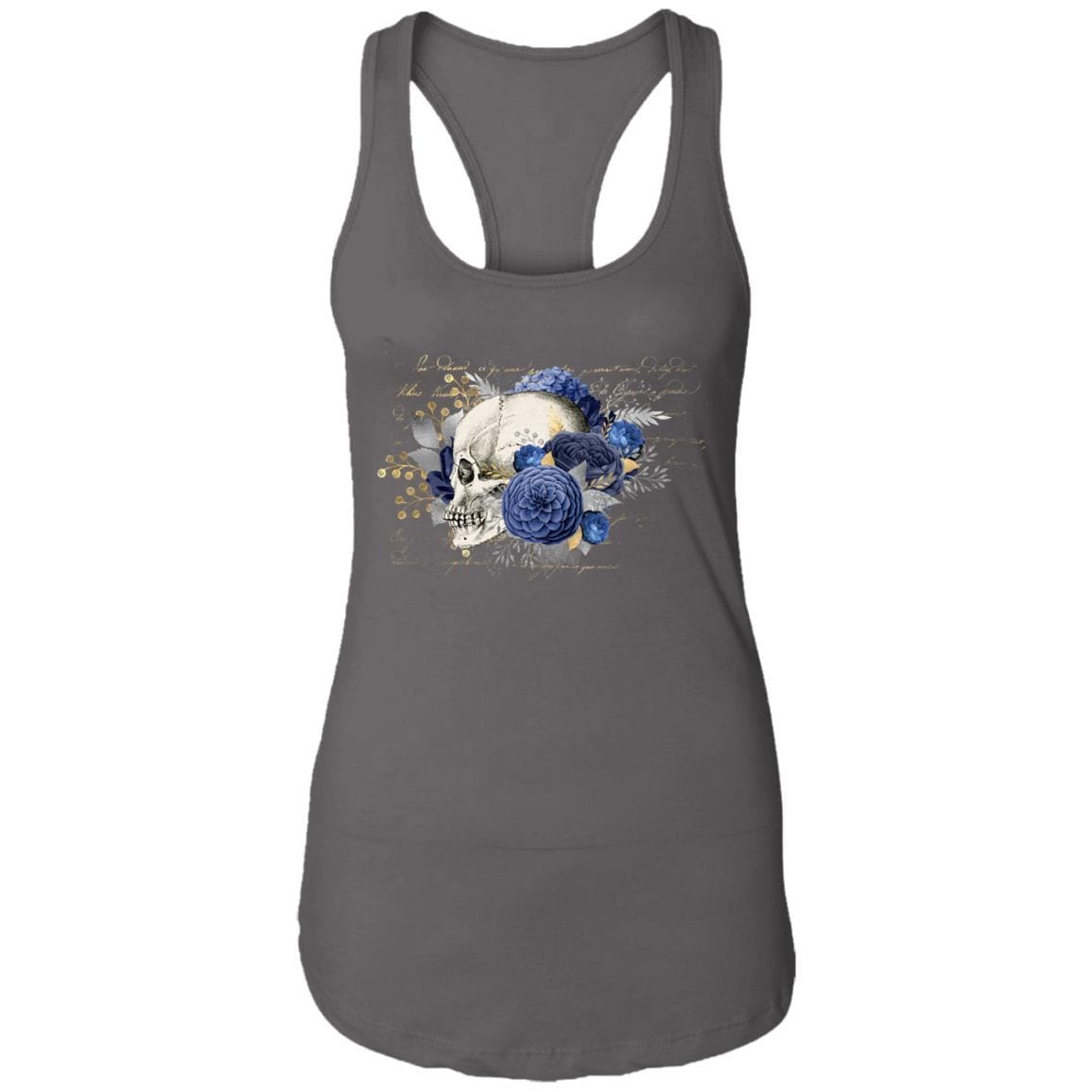T-Shirts Dark Grey / X-Small Winey Bitches Co Skull Design #5 Ladies Ideal Racerback Tank WineyBitchesCo