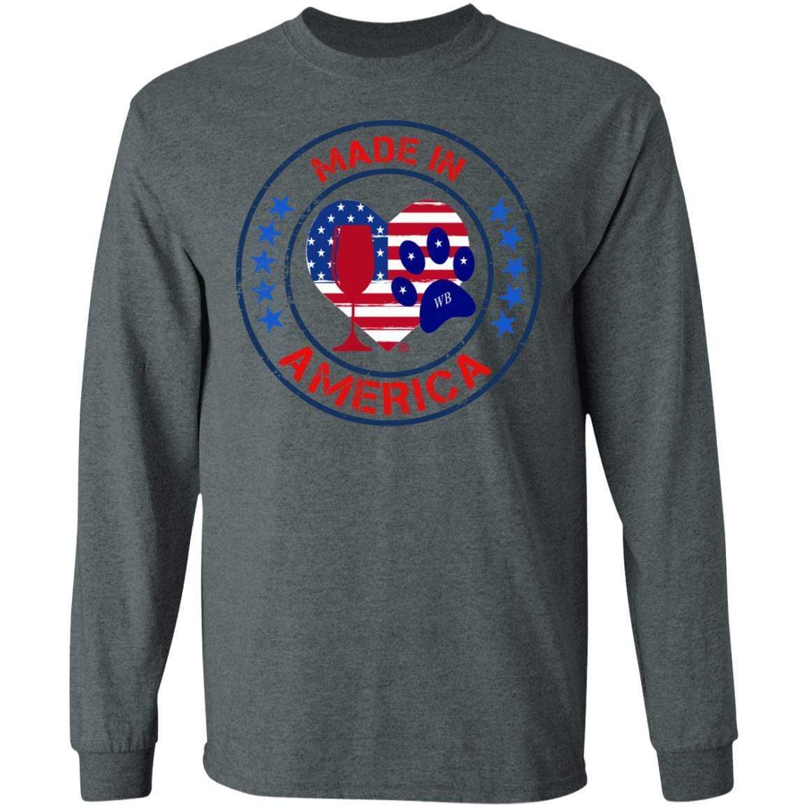 T-Shirts Dark Heather / S Winey Bitches Co "Made In America" LS Ultra Cotton T-Shirt WineyBitchesCo