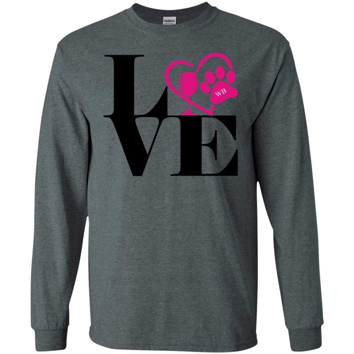 T-Shirts Dark Heather / S WineyBitches.Co "Love Paw 2" LS Ultra Cotton T-Shirt WineyBitchesCo