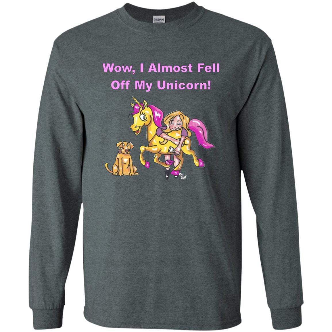 T-Shirts Dark Heather / S WineyBitches.co "Wow I Almost Fell Off My Unicorn LS Ultra Cotton T-Shirt WineyBitchesCo