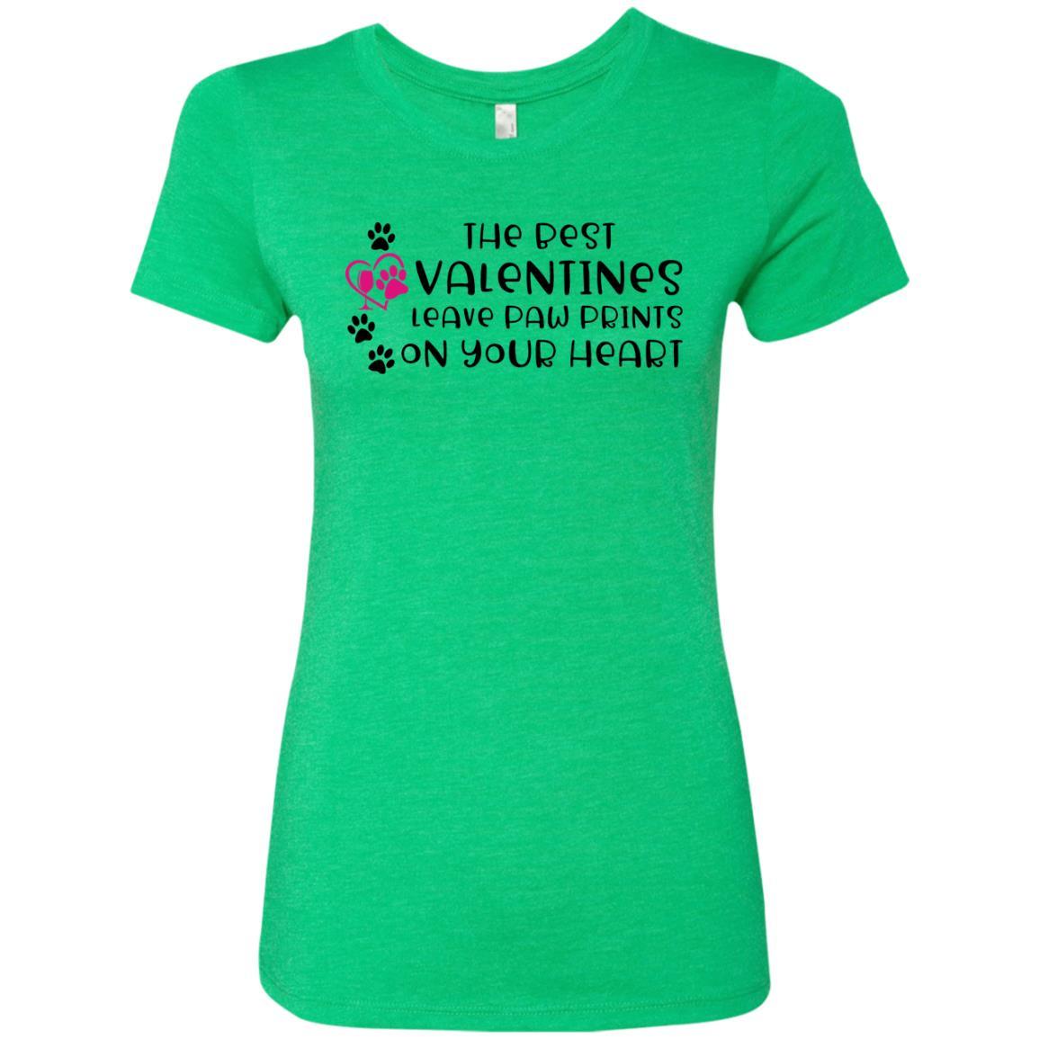 T-Shirts Envy / S Winey Bitches Co "The Best Valentines Leave Paw Prints On Your Heart" Ladies' Triblend T-Shirt WineyBitchesCo