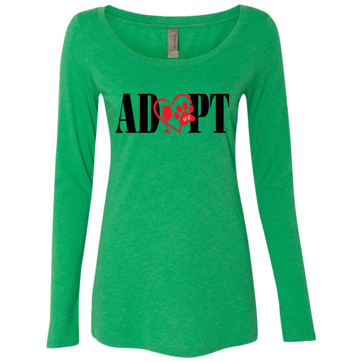 T-Shirts Envy / S WineyBitches.Co “Adopt” Ladies' Triblend LS Scoop-Red Heart- Blk Lettering WineyBitchesCo