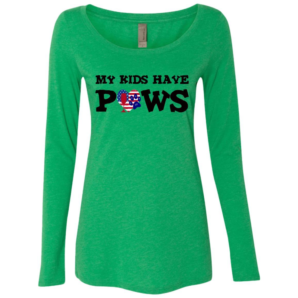 T-Shirts Envy / S WineyBitches.Co My Kids Have Paws Ladies' Triblend LS Scoop WineyBitchesCo