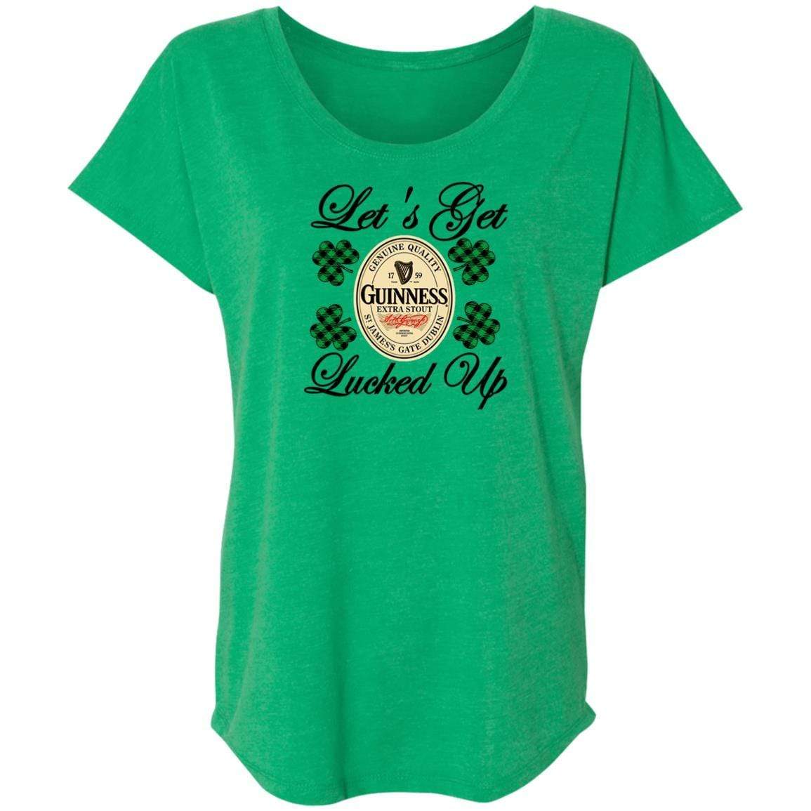 T-Shirts Envy / X-Small Winey Bitches Co Ladies' "Let's Get Lucked Up" Guinness Triblend Dolman Sleeve WineyBitchesCo