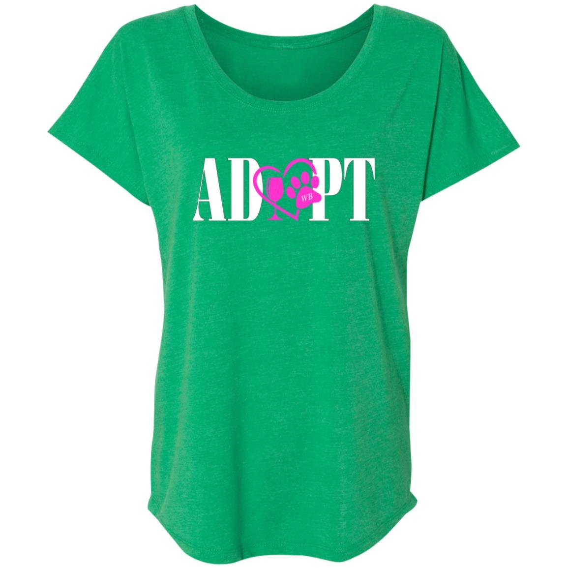 T-Shirts Envy / X-Small WineyBitches.Co “Adopt” Next Level Ladies' Triblend Dolman Sleeve- Pink Heart-Wht Lettering WineyBitchesCo