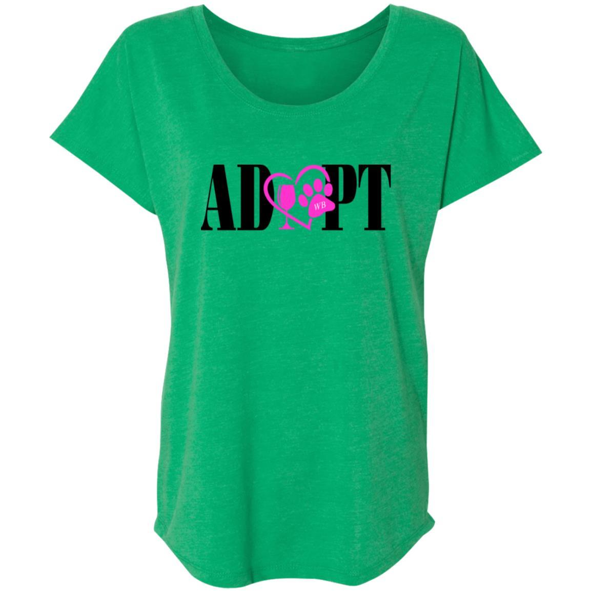 T-Shirts Envy / X-Small WineyBitches.Co Ladies' Triblend Dolman Sleeve- Pink Heart- Blk Lettering WineyBitchesCo