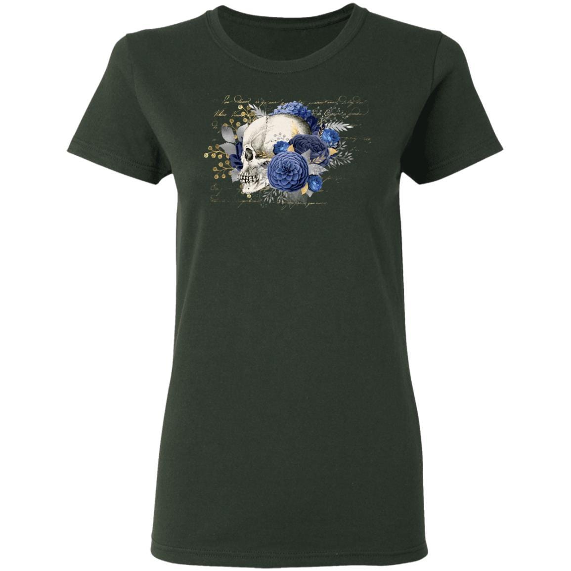 T-Shirts Forest Green / S Winey Bitches Co Skull Design #4 Ladies' 5.3 oz. T-Shirt WineyBitchesCo