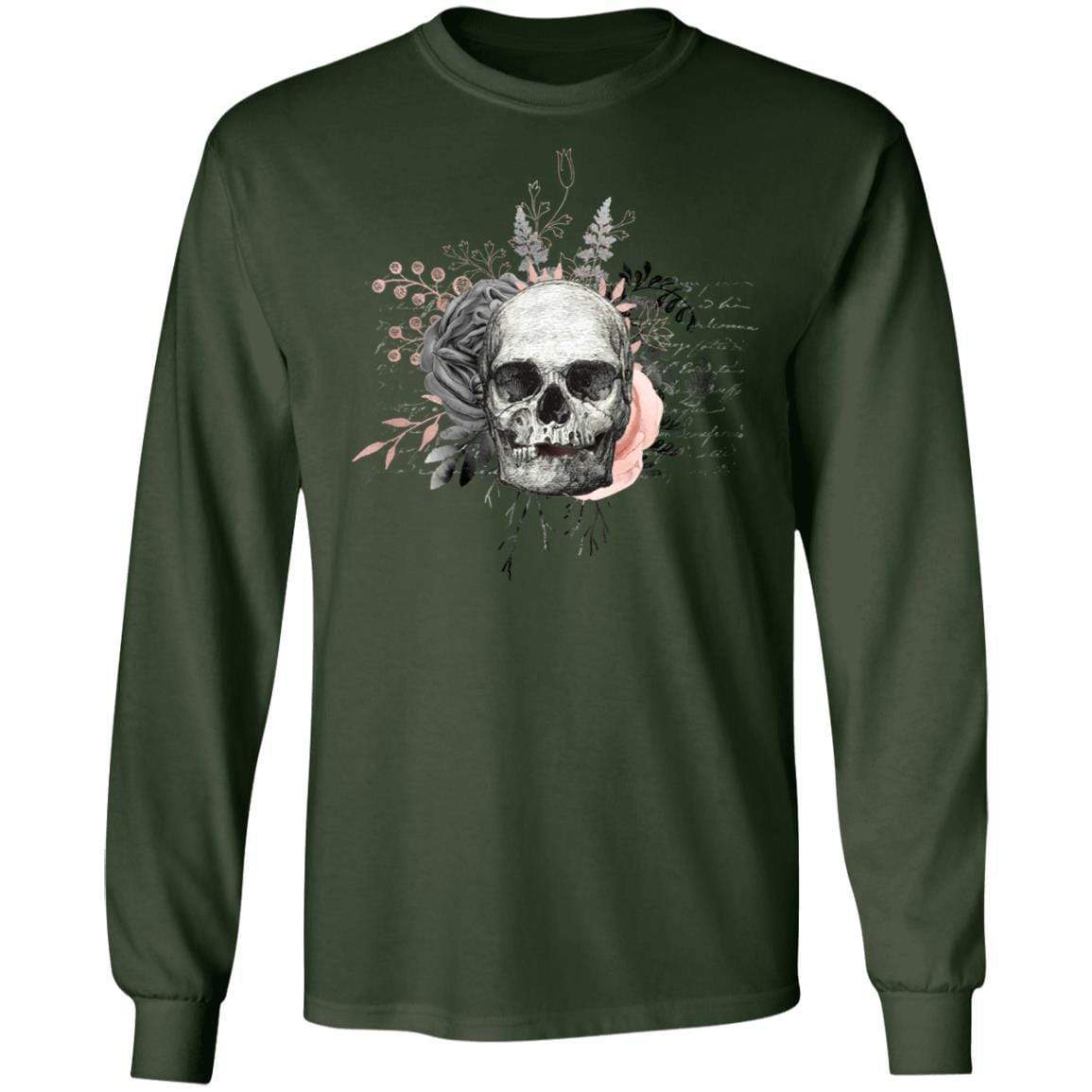 T-Shirts Forest Green / S Winey Bitches Co Skull Design #4 LS Ultra Cotton T-Shirt WineyBitchesCo