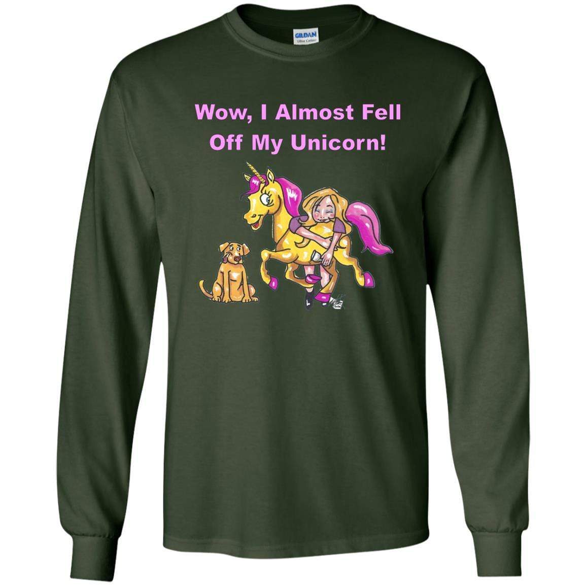 T-Shirts Forest Green / S WineyBitches.co "Wow I Almost Fell Off My Unicorn LS Ultra Cotton T-Shirt WineyBitchesCo