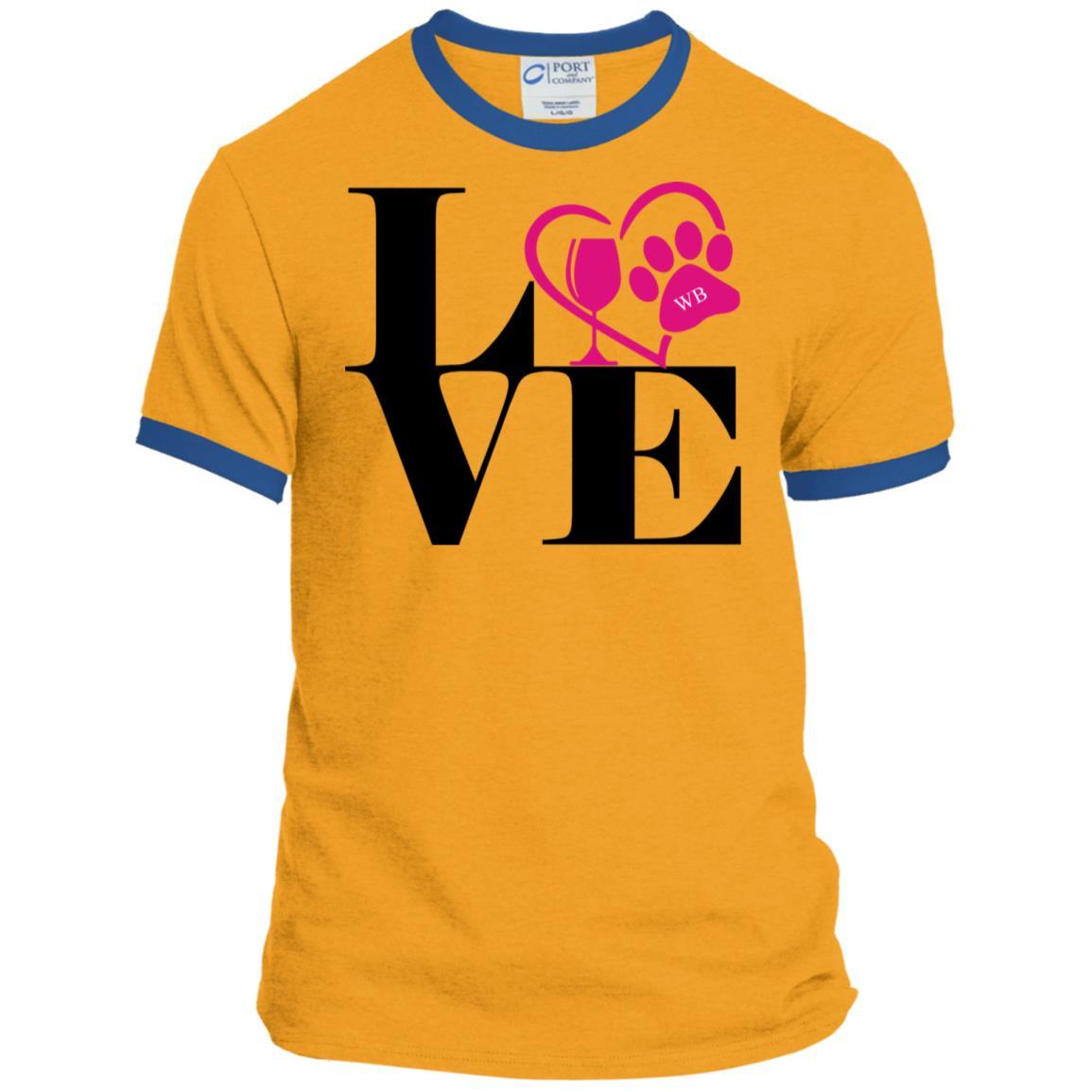 T-Shirts Gold/Royal / S WineyBitches.Co "Love Paw 2" Port & Co. Ringer Tee WineyBitchesCo