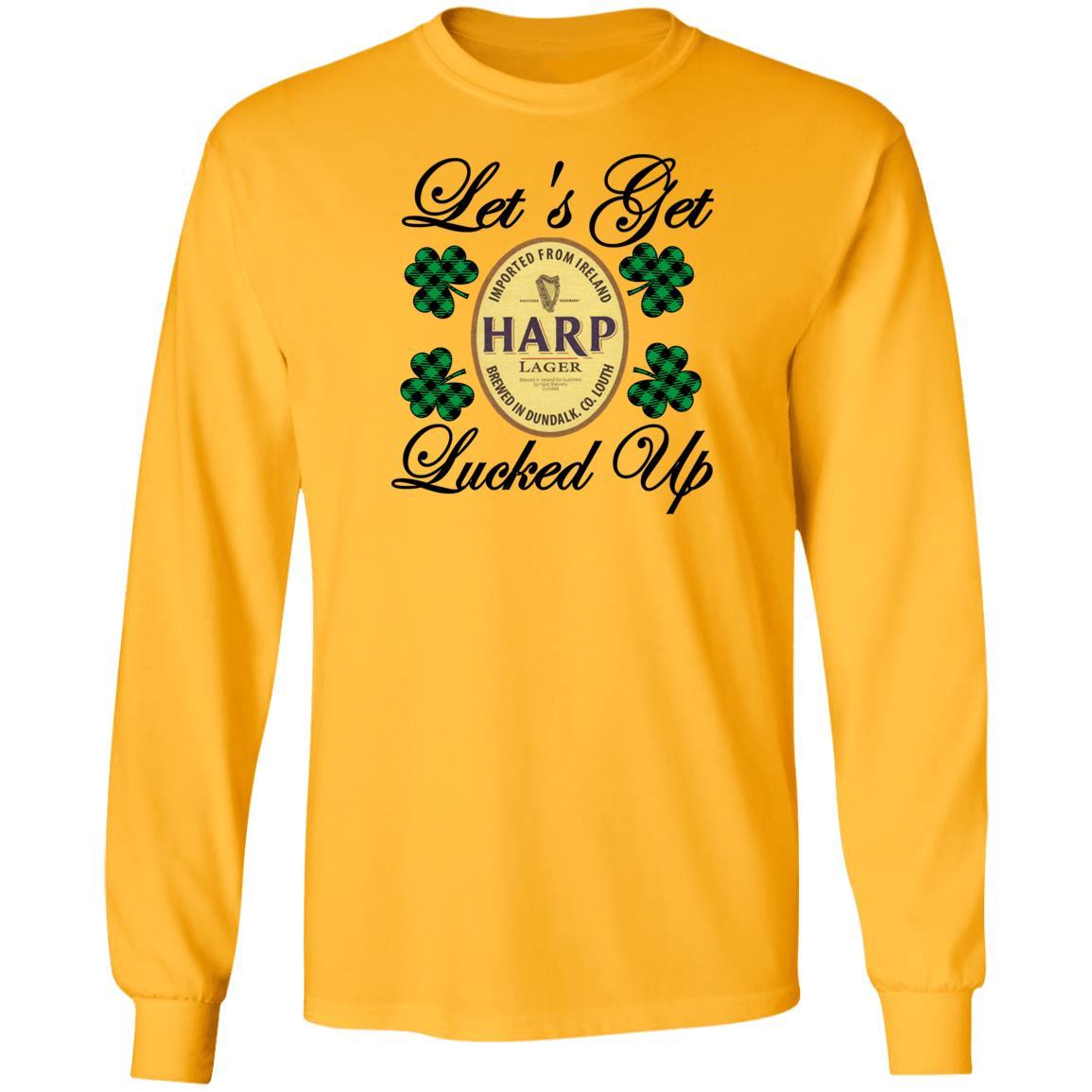 T-Shirts Gold / S Winey Bitches Co "Let's Get Lucked Up" Harp LS Ultra Cotton T-Shirt WineyBitchesCo