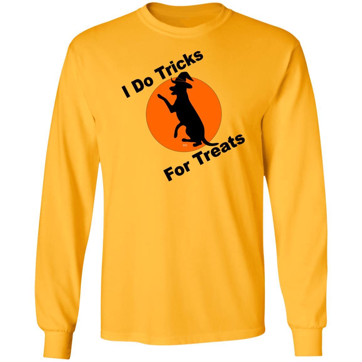 T-Shirts Gold / S WineyBitches.Co "I Do Tricks For Treats" Dog- LS Ultra Cotton T-Shirt WineyBitchesCo