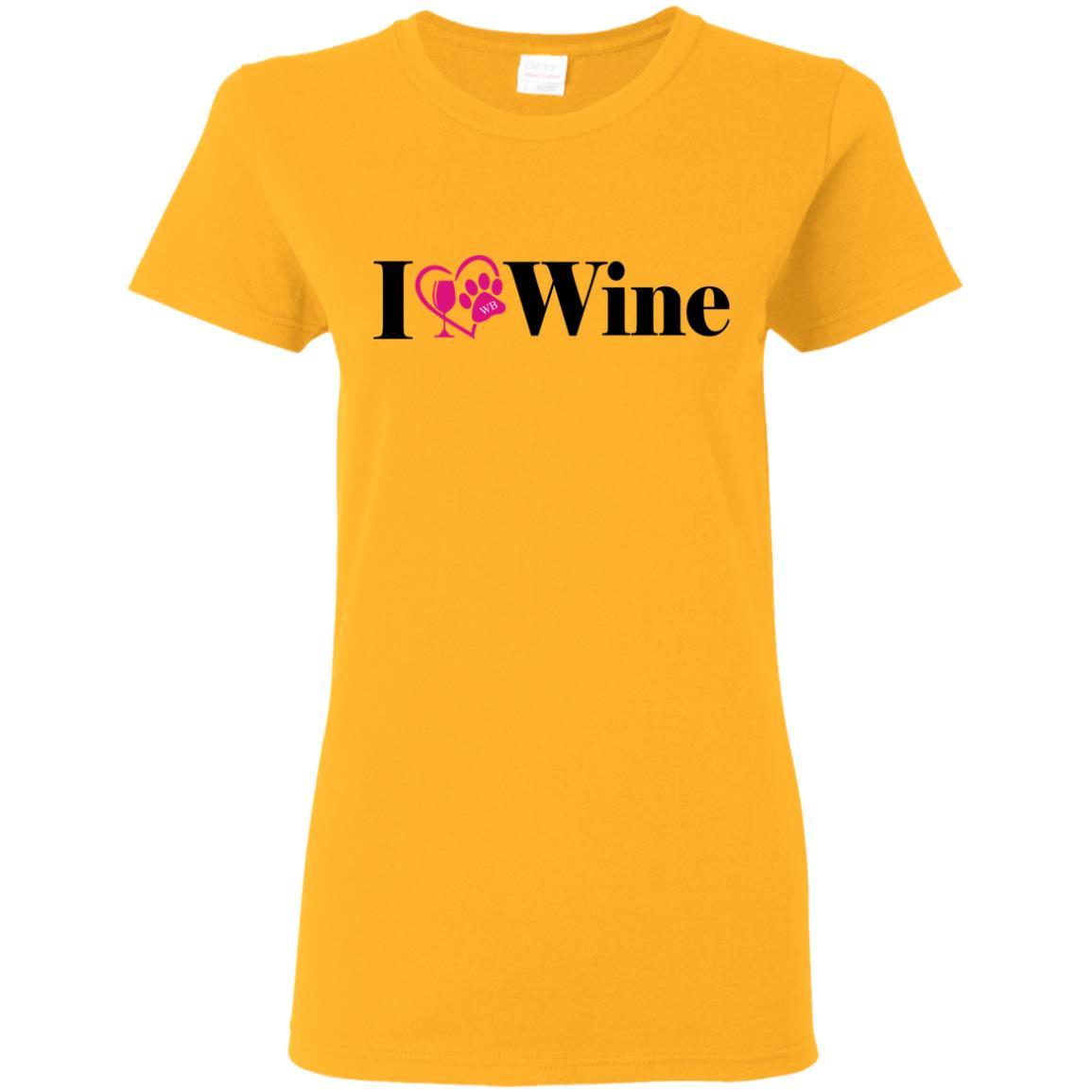 T-Shirts Gold / S WineyBitches.Co "I Love Wine" Ladies' 5.3 oz. T-Shirt WineyBitchesCo