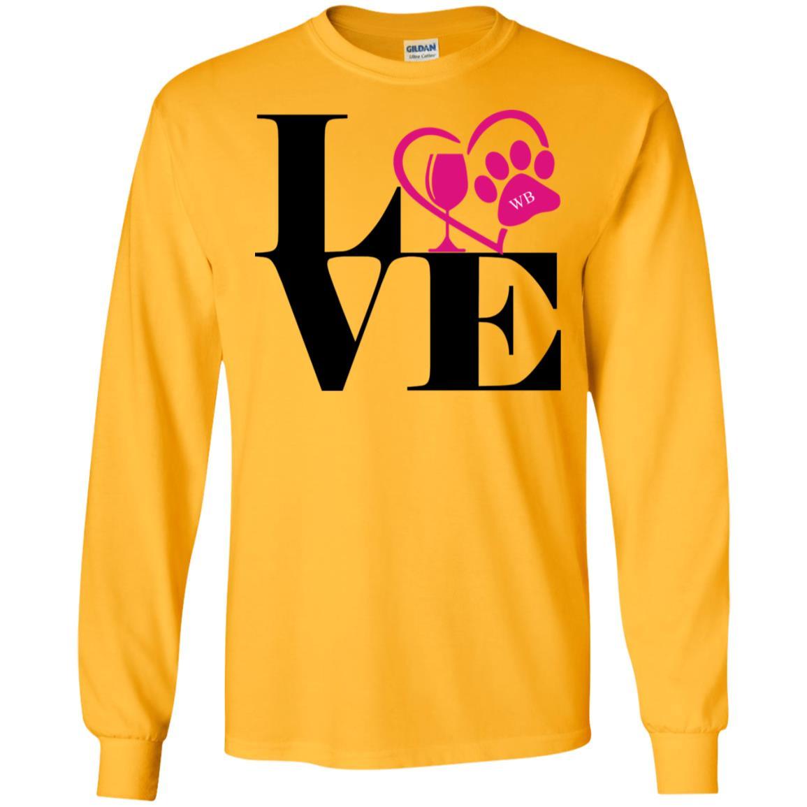 T-Shirts Gold / S WineyBitches.Co "Love Paw 2" LS Ultra Cotton T-Shirt WineyBitchesCo