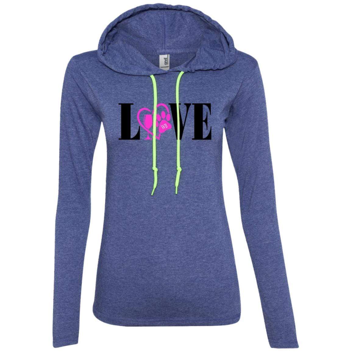 T-Shirts Heather Blue/Neon Yellow / S WineyBitches.co Ladies' LS T-Shirt Hoodie WineyBitchesCo
