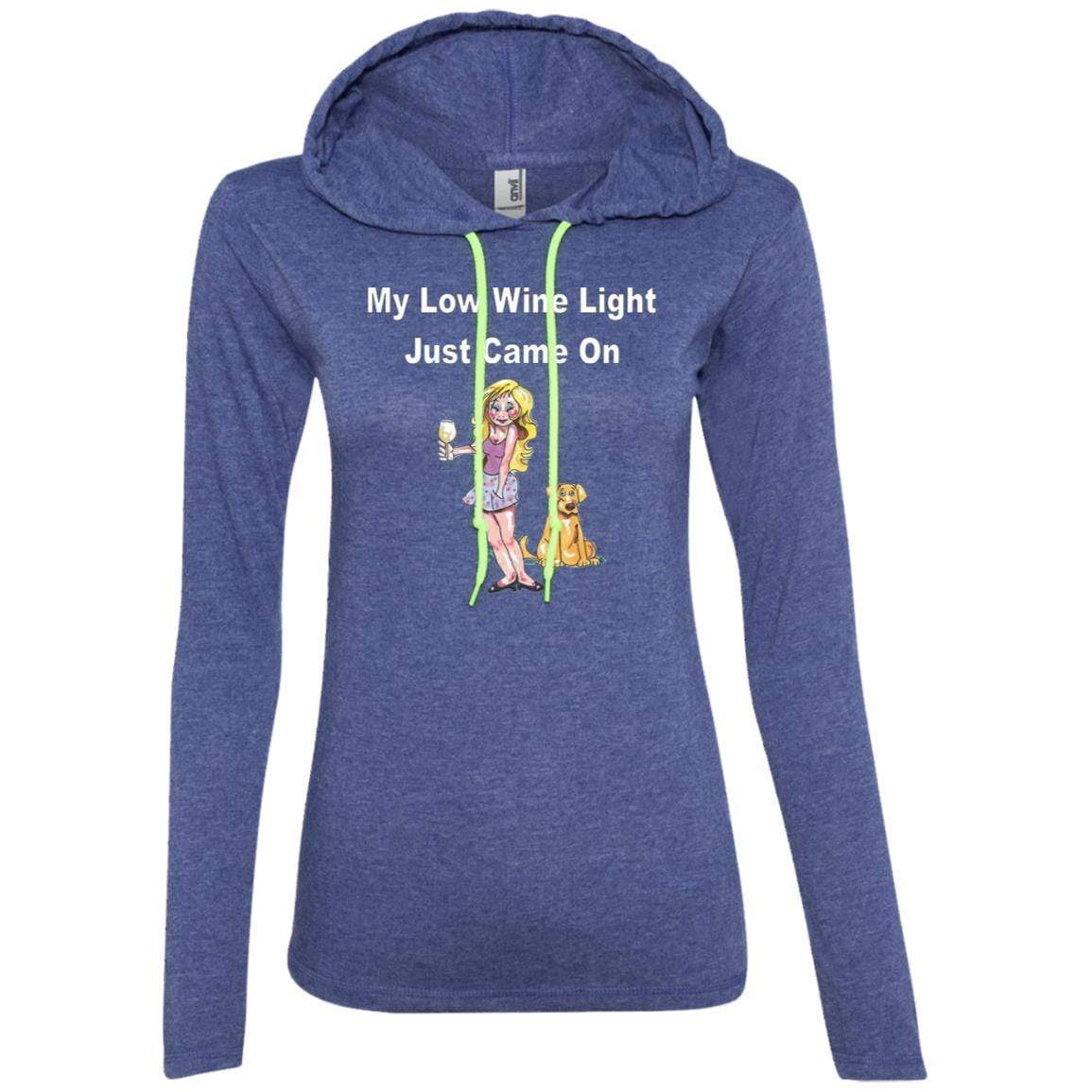 T-Shirts Heather Blue/Neon Yellow / S WineyBitches.co 'Low Wine Light" Ladies' LS T-Shirt Hoodie WineyBitchesCo