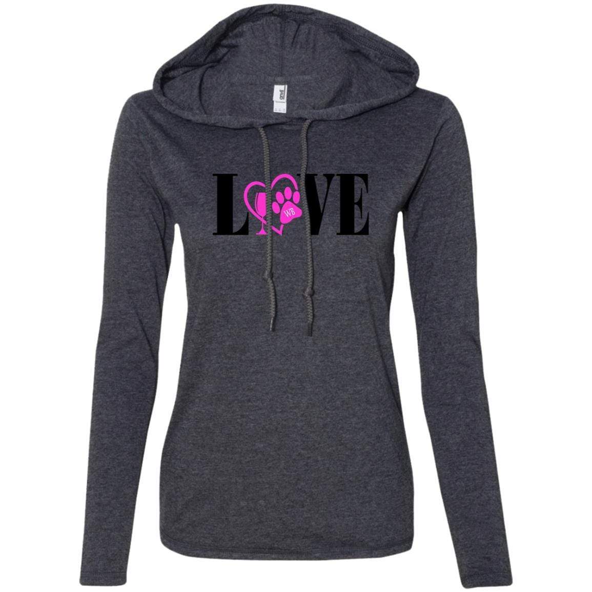 T-Shirts Heather Dark Grey/Dark Grey / S WineyBitches.co Ladies' LS T-Shirt Hoodie WineyBitchesCo