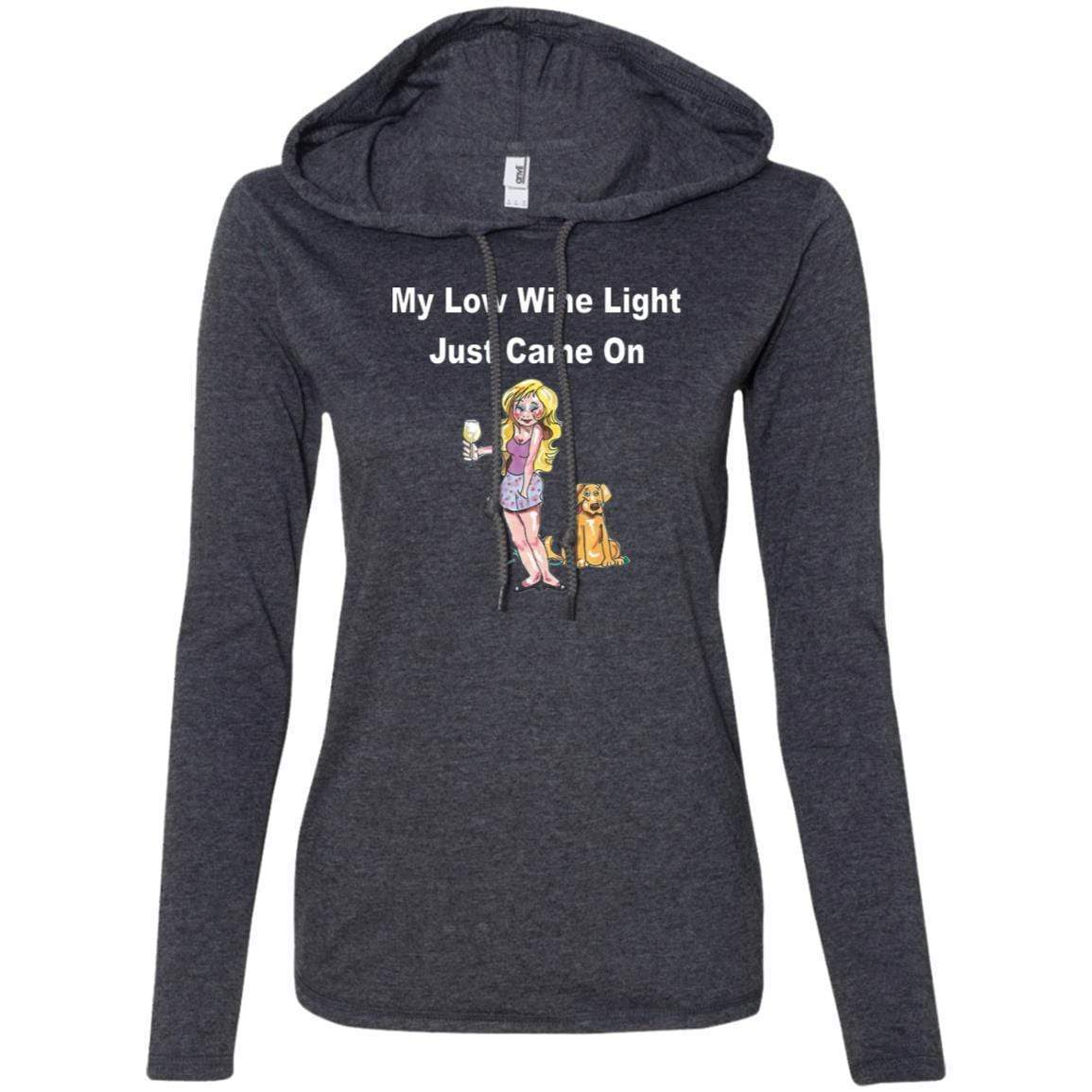 T-Shirts Heather Dark Grey/Dark Grey / S WineyBitches.co 'Low Wine Light" Ladies' LS T-Shirt Hoodie WineyBitchesCo