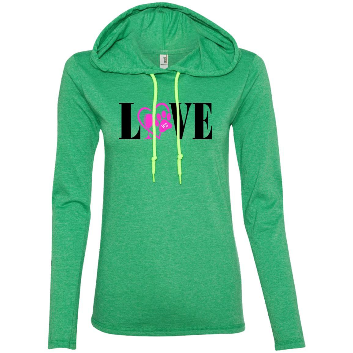 T-Shirts Heather Green/Neon Yellow / S WineyBitches.co Ladies' LS T-Shirt Hoodie WineyBitchesCo
