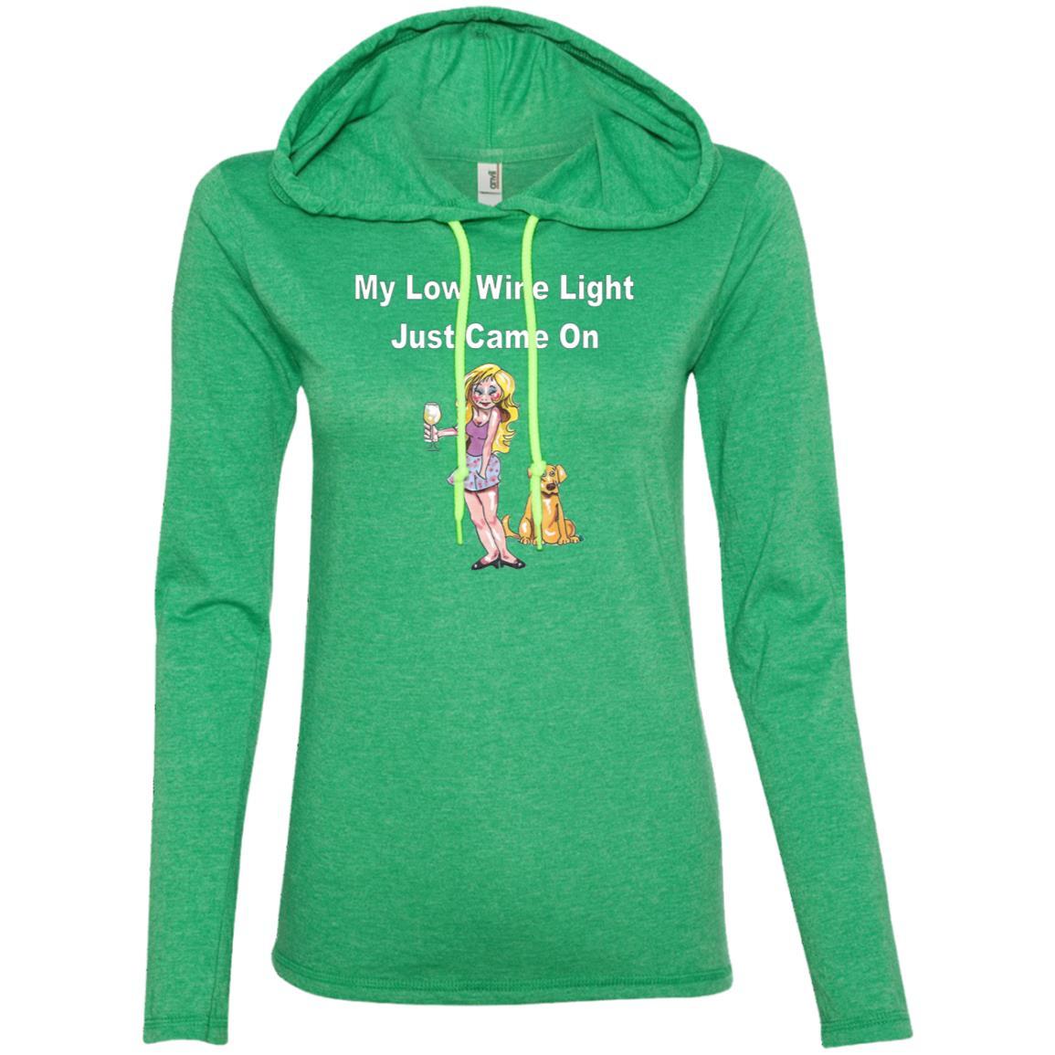 T-Shirts Heather Green/Neon Yellow / S WineyBitches.co 'Low Wine Light" Ladies' LS T-Shirt Hoodie WineyBitchesCo