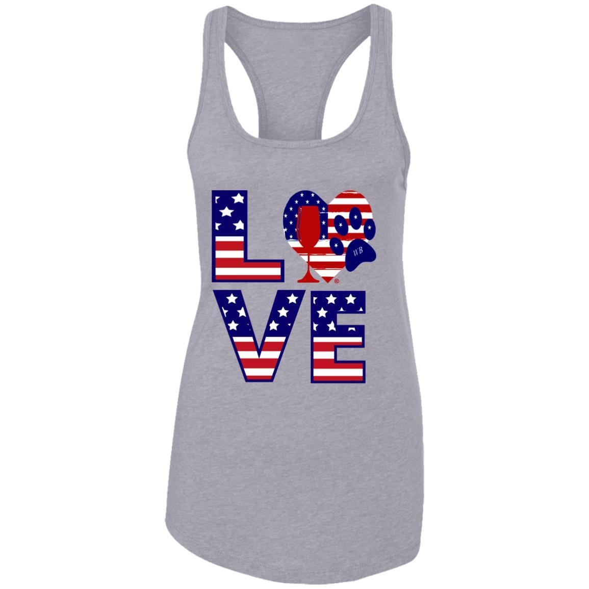 T-Shirts Heather Grey / X-Small Winey Bitches Co "American Love Paw" Ladies Ideal Racerback Tank WineyBitchesCo