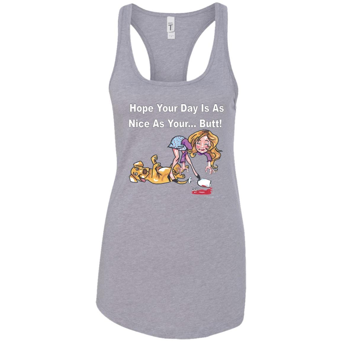 T-Shirts Heather Grey / X-Small WineyBitches.co "Nice Butt" Racerback Tank-White Lettering WineyBitchesCo
