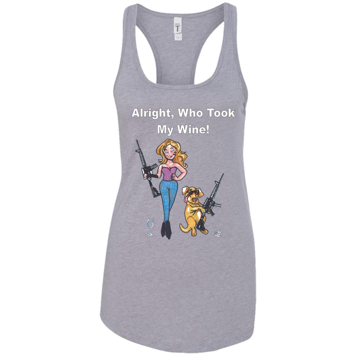 T-Shirts Heather Grey / X-Small WineyBitches.co "Who Took My Wine" Racerback Tank-White Lettering WineyBitchesCo