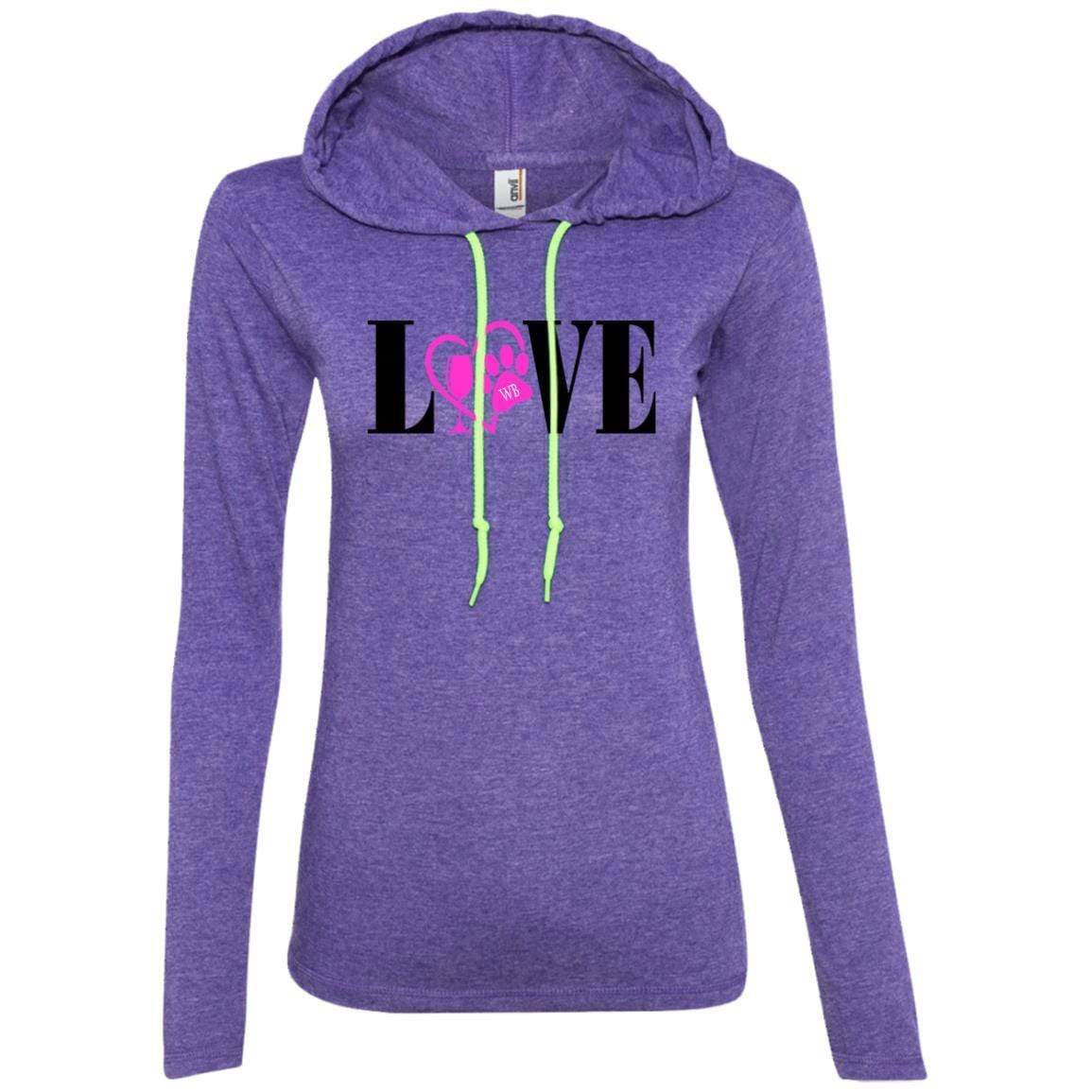 T-Shirts Heather Purple/Neon Yellow / S WineyBitches.co Ladies' LS T-Shirt Hoodie WineyBitchesCo